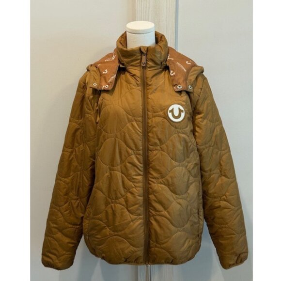 True Religion Women’s Brown Quilted Puffer Jacket Size SP - Picture 5 of 9